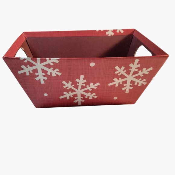Red Snowflake Holiday Basket Cookie Candy Storage Handles - Picture 3 of 7
